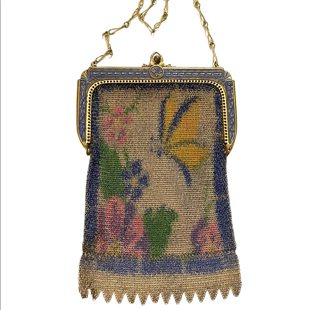 Antique 1900  early ornate metal mesh Butterfly purse Art Deco Whiting Davis - Picture 4 of 12